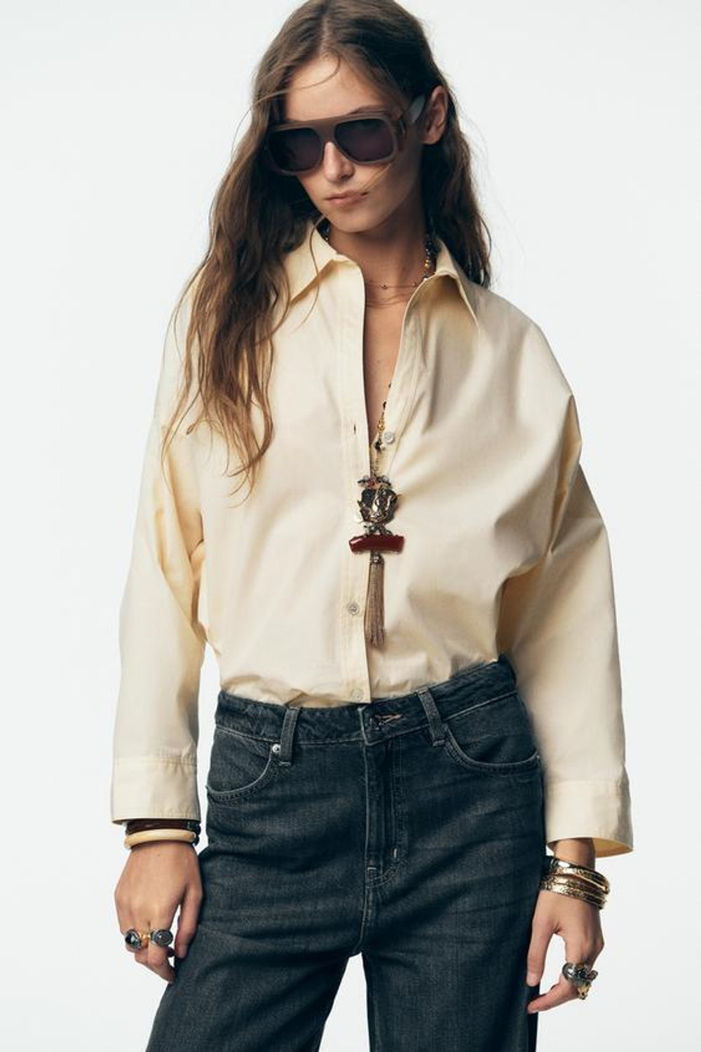 ZARA ДЖИНСЫ Z1975 ПРЯМОГО КРОЯ С ВЫСОКОЙ ПОСАДКОЙ, ЗЕЛЕНОВАТО-СИНИЙ