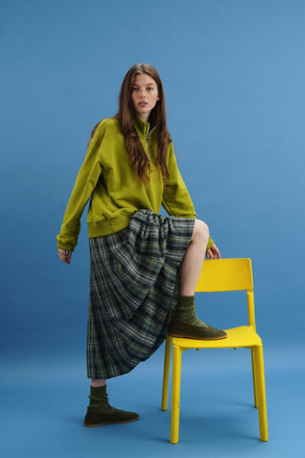 Юбка-колокол, сине-зеленая клетка