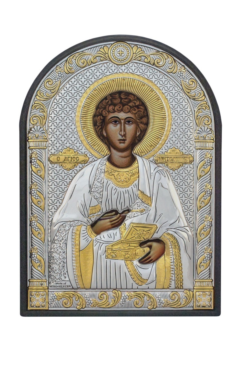 Пантелеймон, икона арочная, пластик 48x65