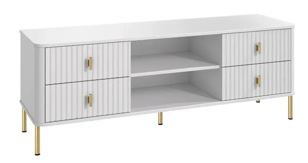 Тумба под телевизор Аляска , 4 ящика, белый