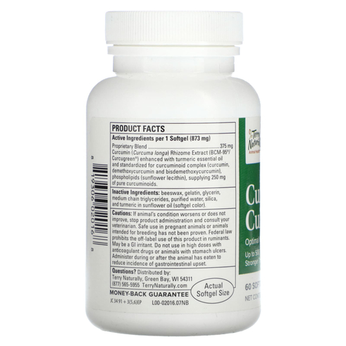 Terry Naturally, Curacel, куркумин, оптимальная поддержка на клеточном уровне, для собак, 60 капсул