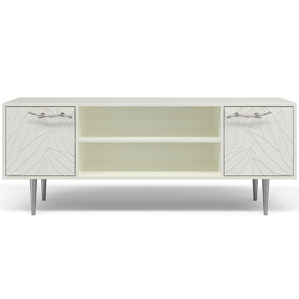 Тумба под ТВ Арт Колор leaves 155см Стайл Сильвер Белый опал