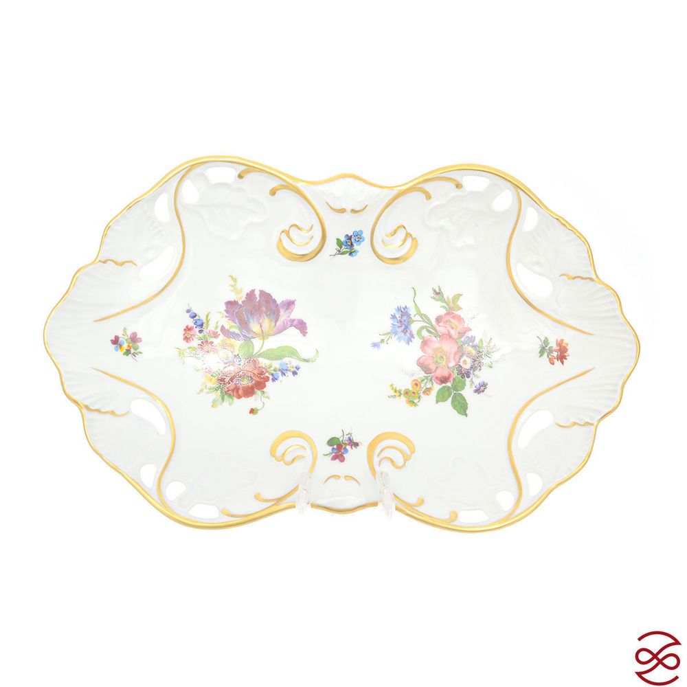 Блюдо овальное Queen's Crown Мейсенский букет 35 см