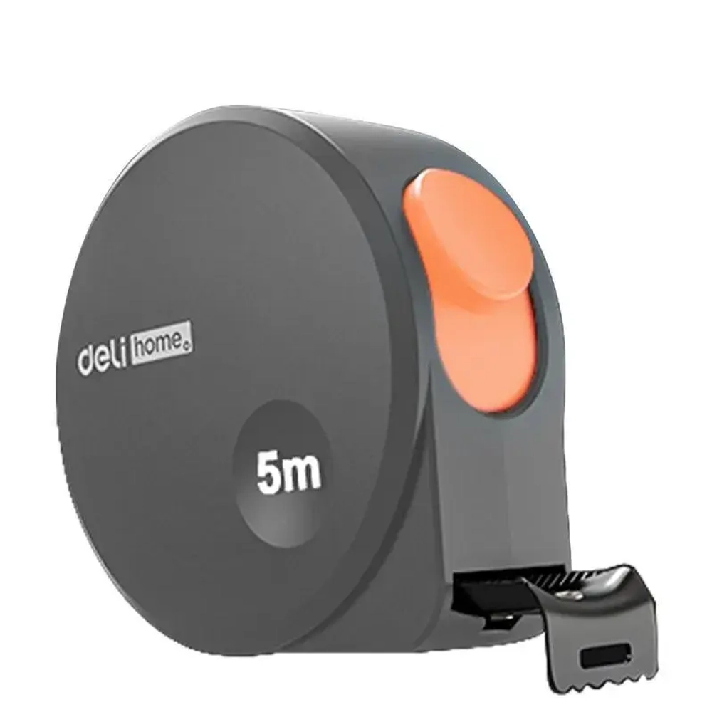 Рулетка "Home Series Gray" Deli HT8519C 5мх19мм (Эксклюзивный дизайн, корпус из софттач пластика, противоскользящая резиновая вставка, подарочная упаковка)