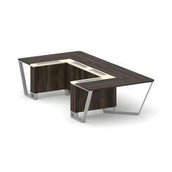 Steel Meet Стол переговорный П-образный KM-PR.B.SP-07P Дуб Мали/Ваниль Глянец/Металл Серый 1600*3200