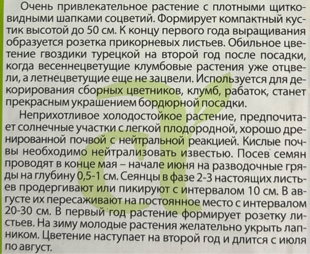 Гвоздика Тур. Фиолетовая гора 0,2 г СМЦ-554