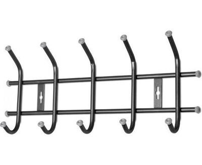 Вешалка настенная 5 крючков Д49,5хШ21,5хВ8,5см металл, цвет черный ВНТ5/Ч Nika