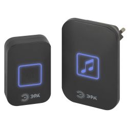 Звонок дверной ЭРА С97 беспроводной, от сети, черный, 60 мелодий | Электрозвонки беспроводные