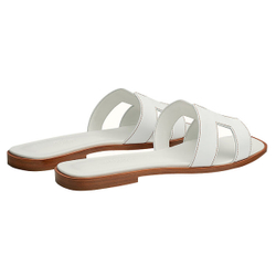 Hermes Oran leather simple Fashion sandals Women's white, H021056Z 02