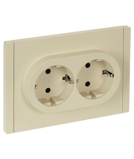 Розетка 2-м СП FORTE&PIANO FP423 16А с заземл. защ. шторки безвинт. крепл. ваниль IEK FP-R24-16-1-K10