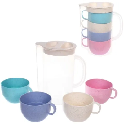 Кувшин пластиковый 1,6л «ЭкоЛайф» в наборе с 4-мя стаканами 300мл