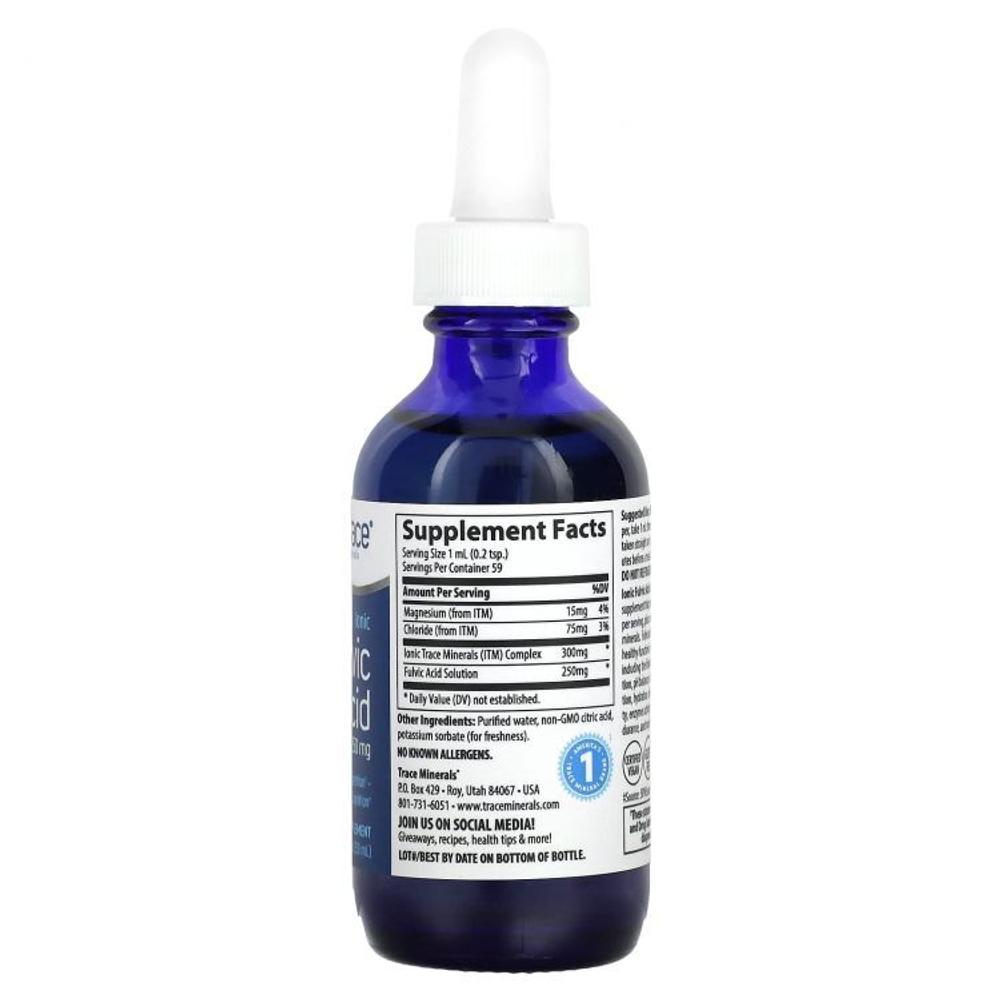 Trace Minerals Liquid Ionic Fulvic Acid 250 mg 59 мл , Ионная фульвокислота