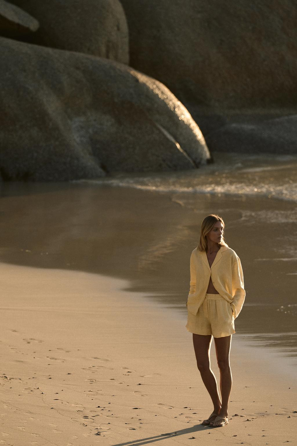 ZARA РУБАШКА ИЗ 100% ЛЬНА — ZW COLLECTION, ПАСТЕЛЬНО-ЖЕЛТЫЙ