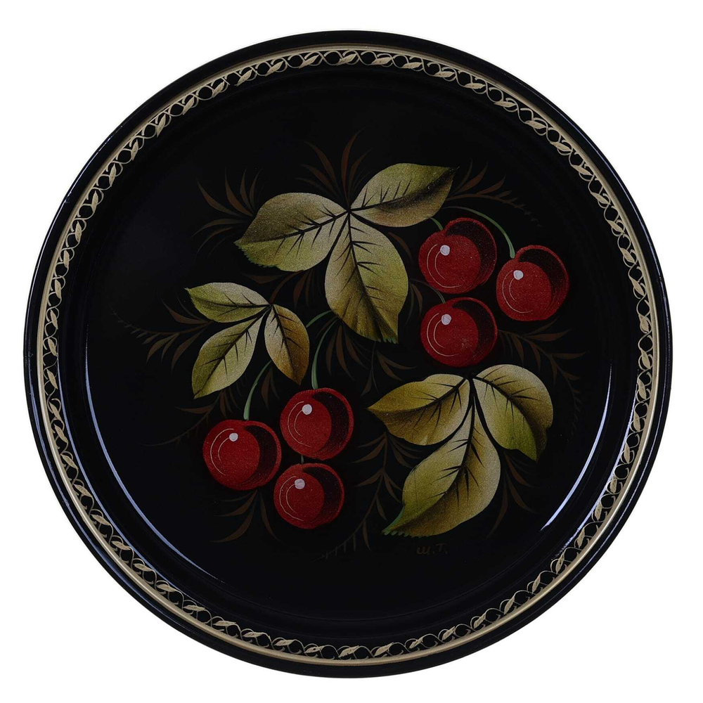 Жостовский поднос декоративный, размер 22 см (A5), металлический