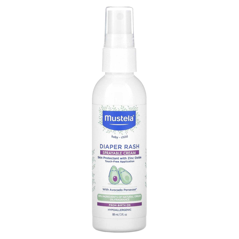 Mustela, Diaper Rash, спрей, без отдушек, 88 мл (3 жидк. унц.)