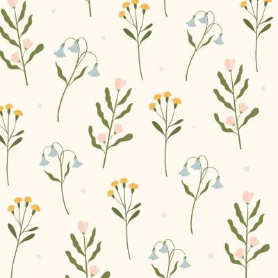 пастельные нежные цветы. милый цветочный принт