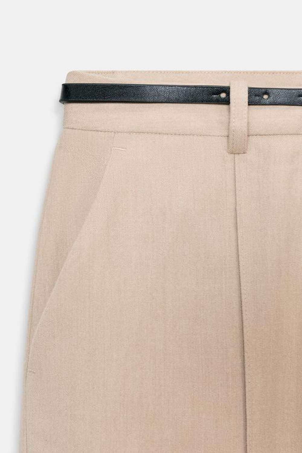 ZARA ПРЯМЫЕ БРЮКИ С ПОЯСОМ, БЕЖЕВЫЙ