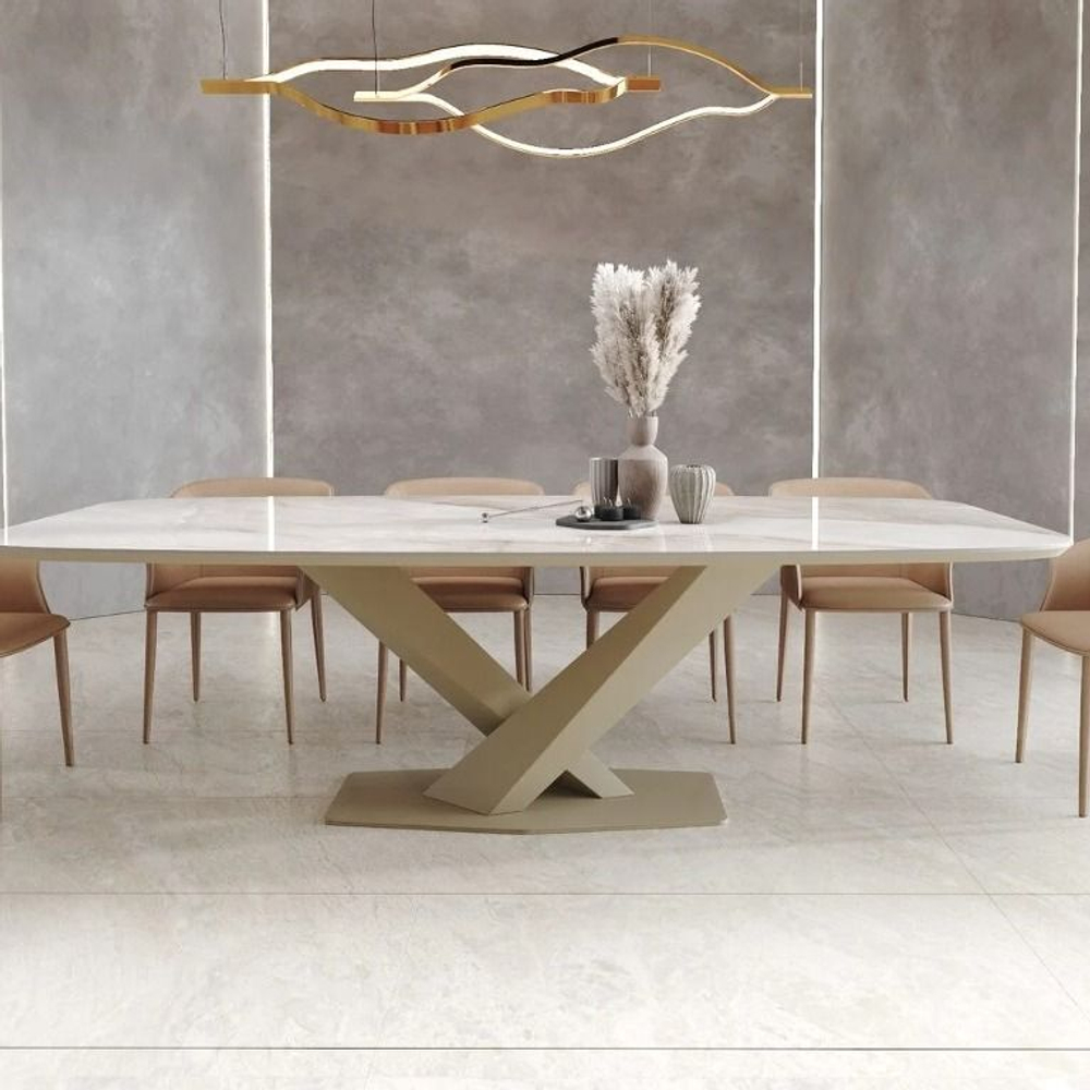 Стол Toros 230 овальный, интегрированная керамика глянцевая, шампань