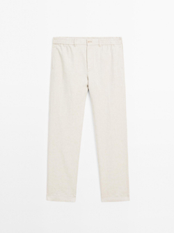 Massimo Dutti Брюки-джоггеры из 100% льна, бежевый