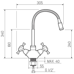 Смеситель для кухни, РМС, гибк излив, с кран-буксой, жел, SL92YW-279F
