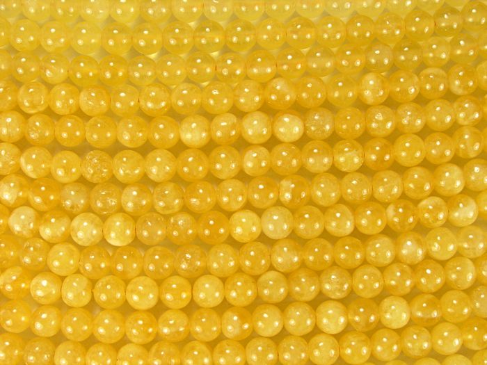 Нить бусин из кальцита желтого, шар гладкий 6мм