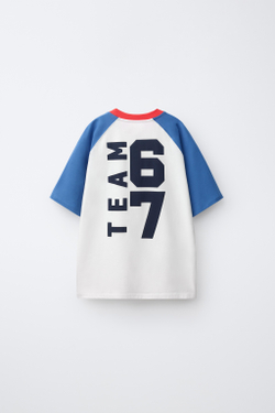 ZARA ФУТБОЛКА С РУКАВАМИ РЕГЛАН TEAM SIX SEVEN, БЕЛЫЙ
