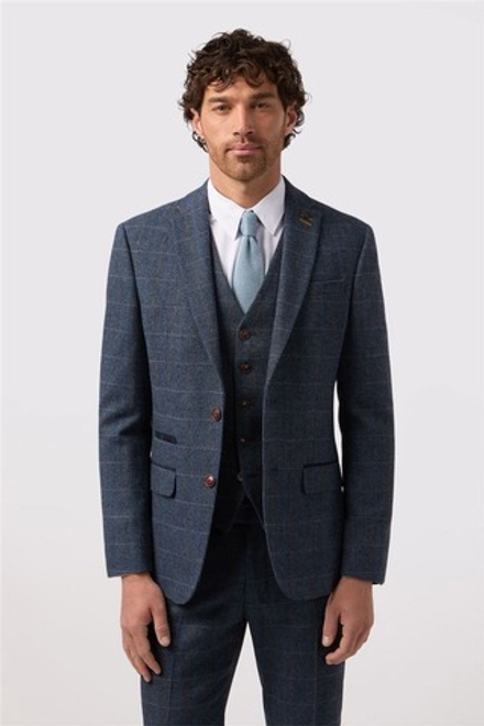 Мужской классический костюм тройка (синий) В14