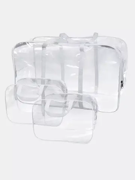 Сумка в роддом набор 3 шт "Комфорт" прозрачный ПВХ (белый)