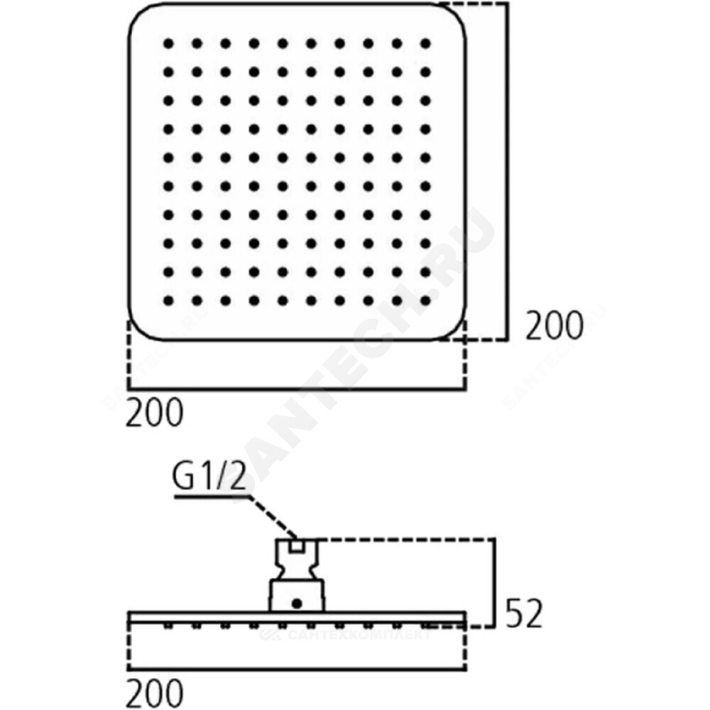 Душ верхний 200х200мм IDEALRAIN CUBE M1 Ideal Standard B0024AA