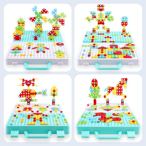 249pcs creative DIY assembly 3D puzzle with screw driver mosaic puzzle toy box for kids