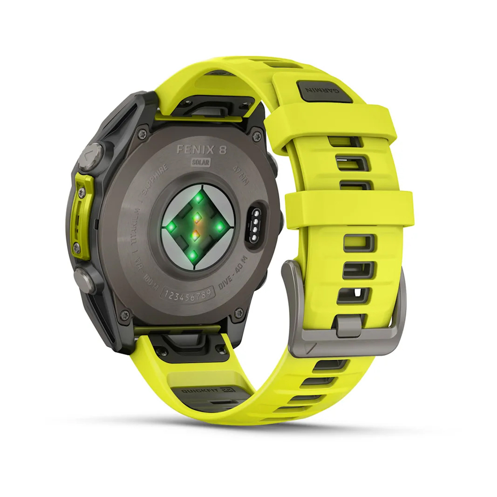Смарт-часы Garmin Fenix 8 Solar 47мм Sapphire Titanium с желтым ремешком, 010-02906-21