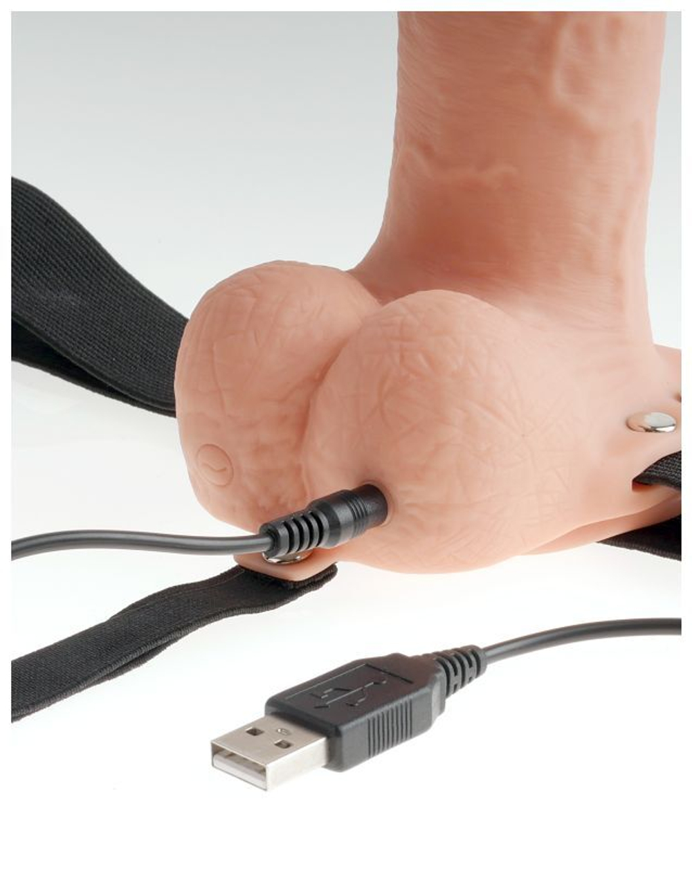 Перезаряжаемый фаллопротез Fetish Fantasy 7 Hollow Rechargeable Strap-on with Balls