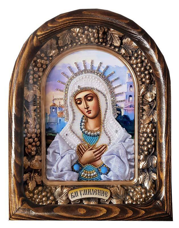 Дивеевская икона Пресвятая Богородица Умиление печать, ткань и бисер