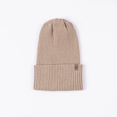 Double turn-up cotton hat - Beige