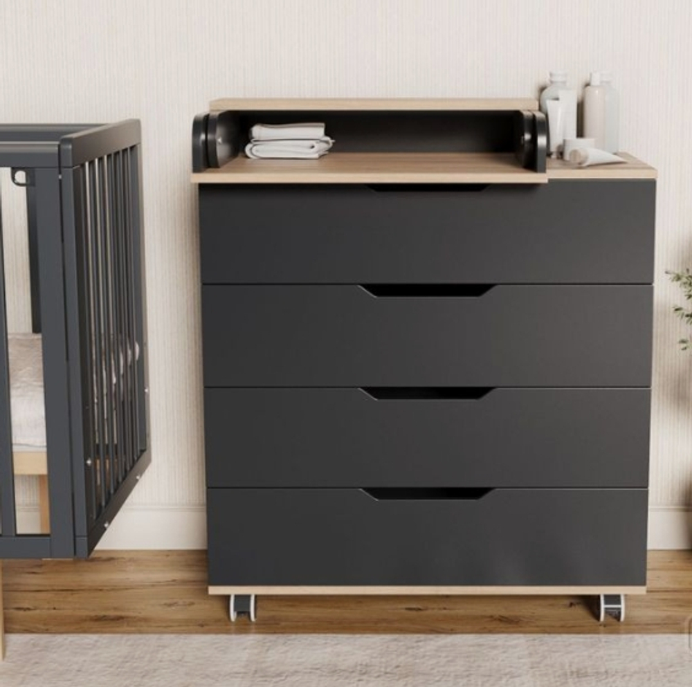 Пеленальный комод ИНКАНТО-ЮГ ,белый, белый\дуб, серый