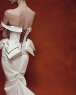 Драпированная юбка-макси из дикого шелка со шлейфом