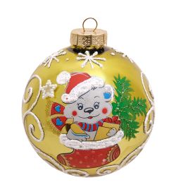 Элита НФШ-1581 Ел. украшение Шар «Медвежонок с подарком» 85 мм