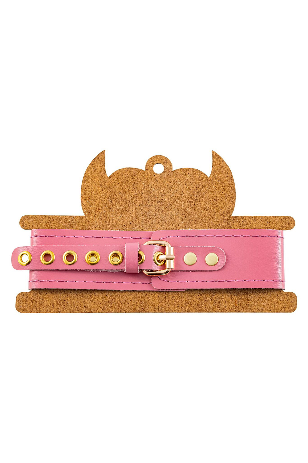 Розовый кожаный однослойный ошейник с прошивкой (Цвет: розовый)