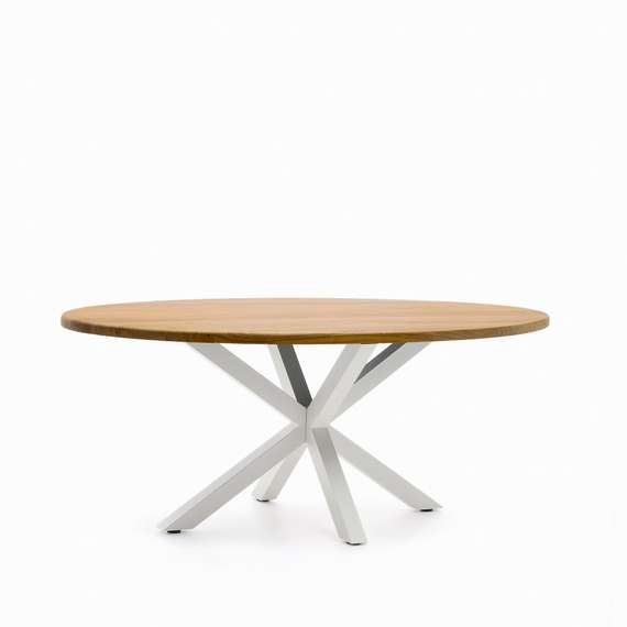 Овальный стол ARYA Argo из массива акации, белые стальные ножки 200x100