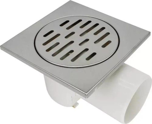 AQUANT ТРАП КВАД 150Х150ММ С ГЛЯН НЕРЖ.РЕШ, ГОРИЗ 50 ММ (ST3215-21-MR)