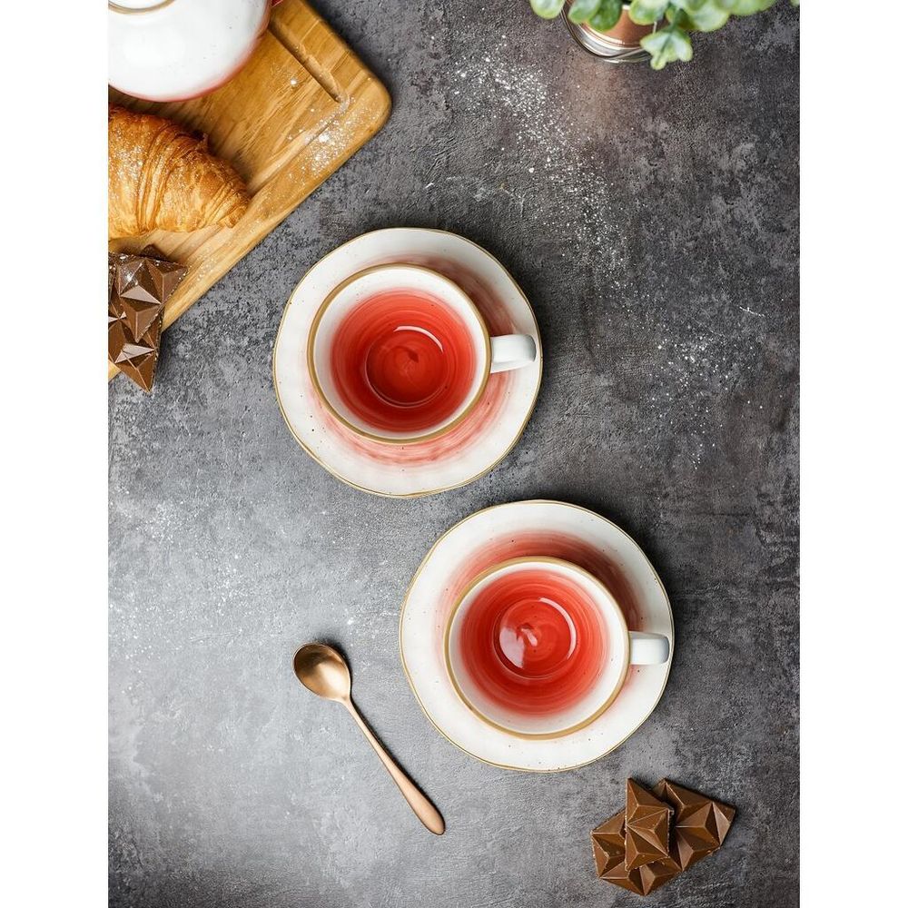 Чайная пара 240 мл d 10 см h5 см красная фарфор "The   Eco" P.L. Proff Cuisine [1]