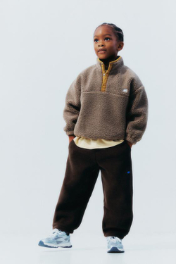 ZARA БРЮКИ BAGGY С ФЛИСОВОЙ ПОДКЛАДКОЙ И ЛОГОТИПОМ, КОРИЧНЕВЫЙ