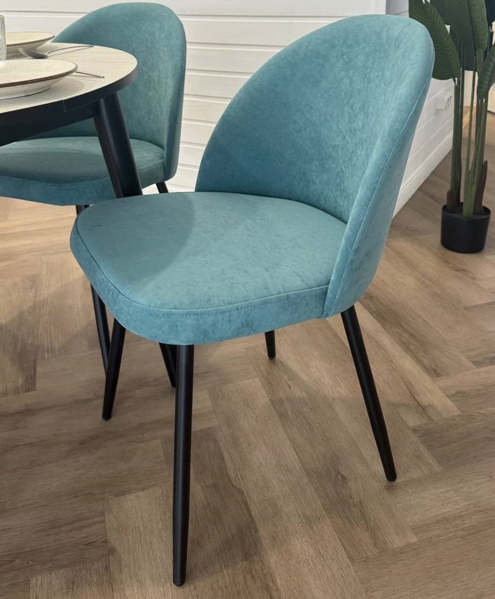 Обеденная группа стол Крафт белый и 4 стула Элион цвет морская волна