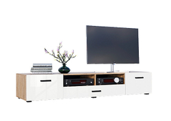 Тумба для ТВ Нэнси New (2дв.+1ящ.), Белый глянец холодный, Сонома