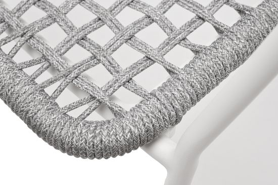 "Тунис" стул плетеный из роупа, каркас алюминий белый, роуп светло-серый