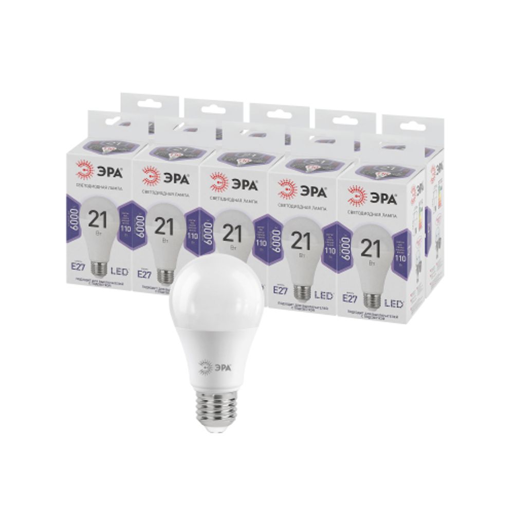 Лампа светодиодная ЭРА STD LED A65-21W-860-E27 21Вт груша холодный дневной свет Е27 | Лампы cветодиодные Груша (A)