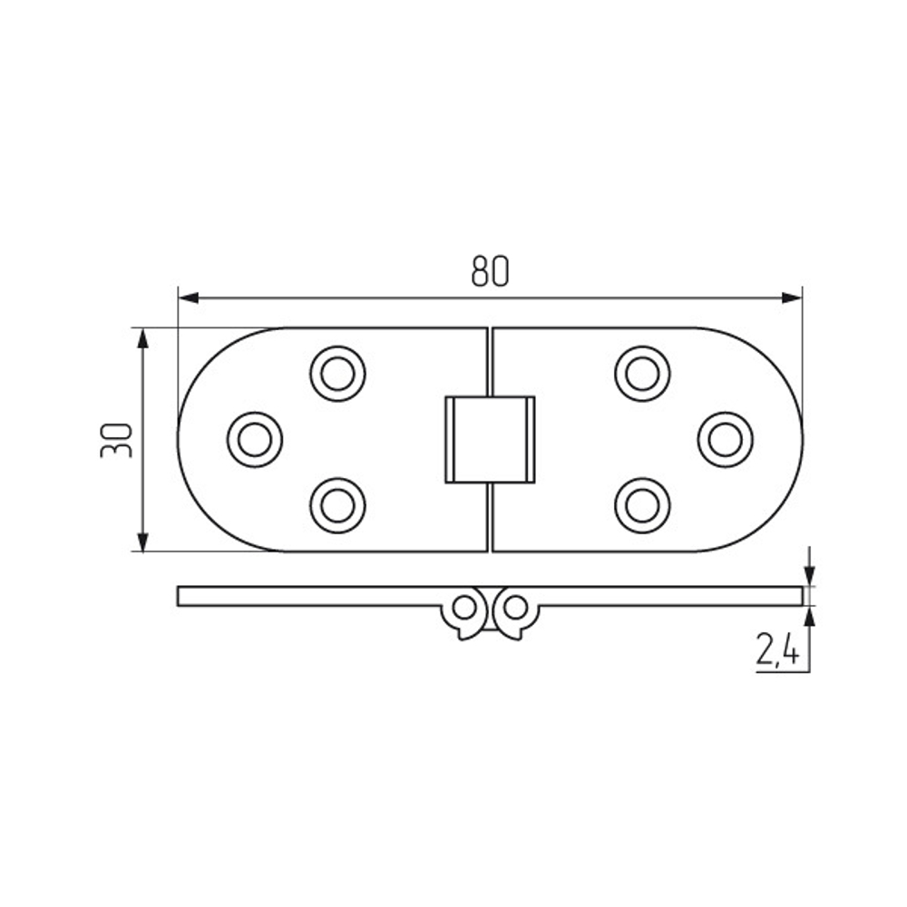 Петля секретерная L80*W30, хром 50141 (мф-7917)(нт-16012)