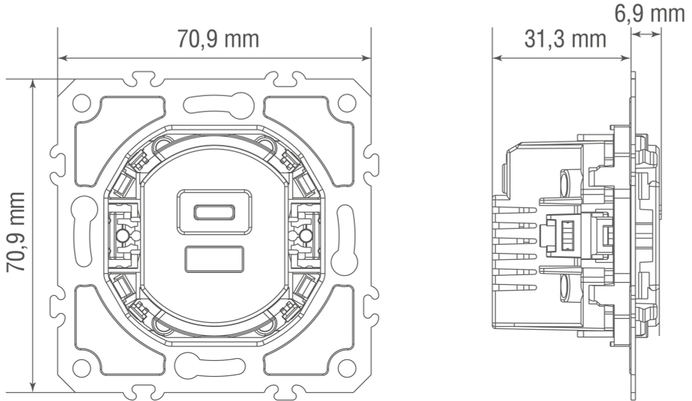 USB зарядное устройство 12 Вт тип A+С,  серия D16