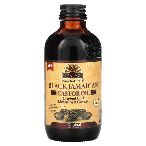 Okay Pure Naturals, Черное ямайское касторовое масло, оригинальное темное, 118 мл (4 жидк. унц.)