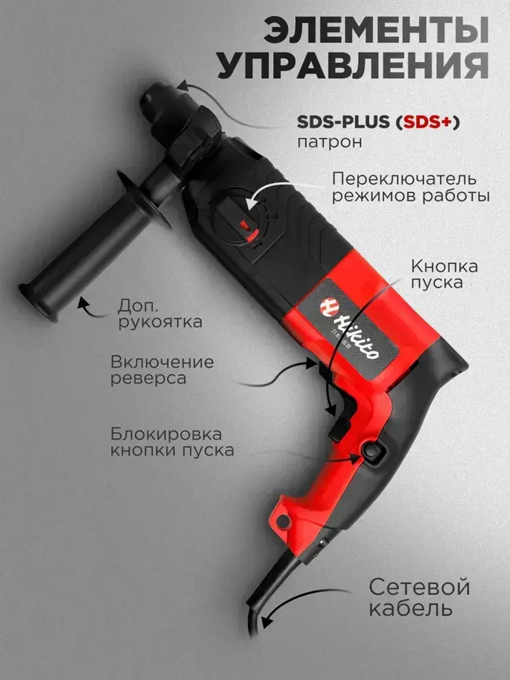 Сетевой ударный перфоратор Hikito 1400 ECO электрический 7500 уд/мин